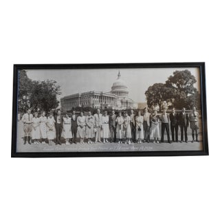 1934 u.s. Capitol Hill School Portrait Washington Dc, Greene-Dreher Pa Panoramic Black and White Photograph in Original Frame For Sale