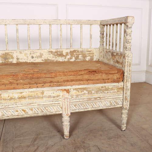 Swedish Painted Settle Bench For Sale - Image 4 of 9