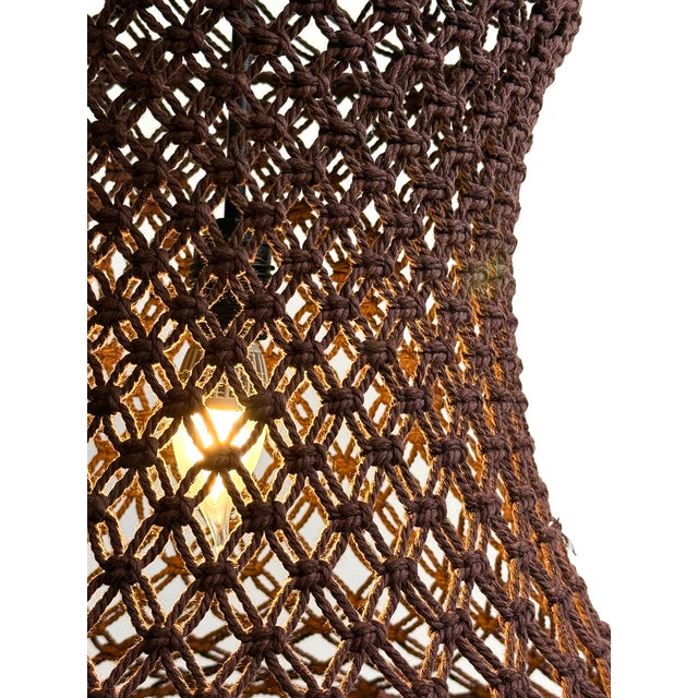 Chocolate Macrame Margo Boho Pendant Light Small For Sale - Image 4 of 9
