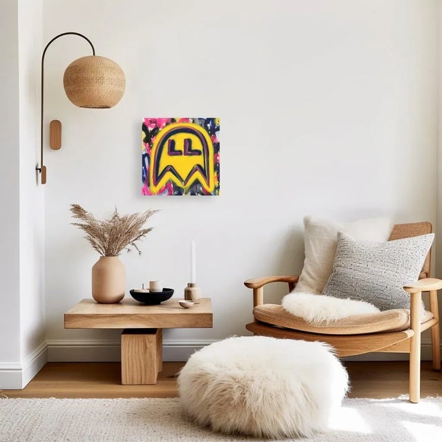 Textile Pac World - Abstract Colorful Retro Inspired Graffiti Original Artwork by Amber Goldhammer For Sale - Image 7 of 9