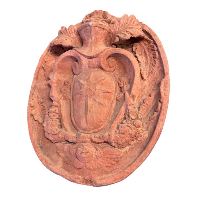 Vintage Italian Style Terracotta Wall Plaque Heraldic Coat of Arms For Sale In West Palm - Image 6 of 12