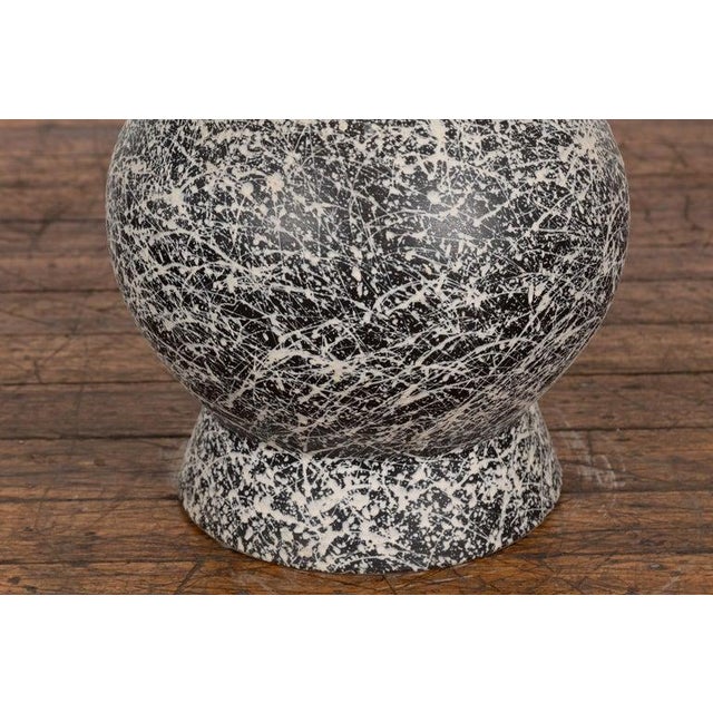 White Prem Collection Artisan Made Black & White Vase with Dripping Décor For Sale - Image 8 of 12