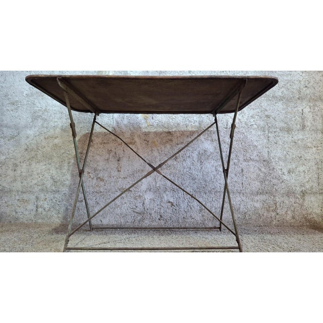 Early 20th Century Iron Folding Bistro Garden Table For Sale - Image 6 of 9