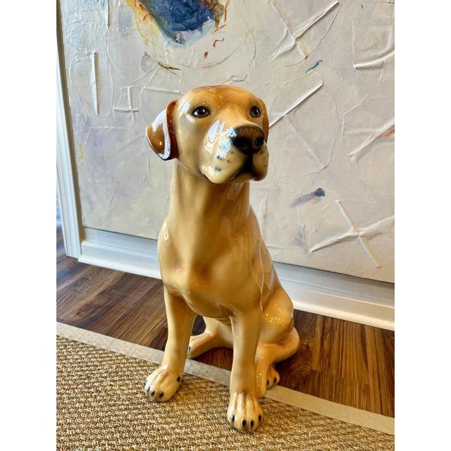 A glazed ceramic Labrador retriever. Crafted in Italy.