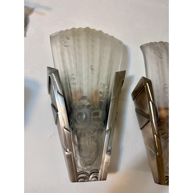 1920s 1920s Pair of French Art Deco Sconces by Genet Et Michon For Sale - Image 5 of 11