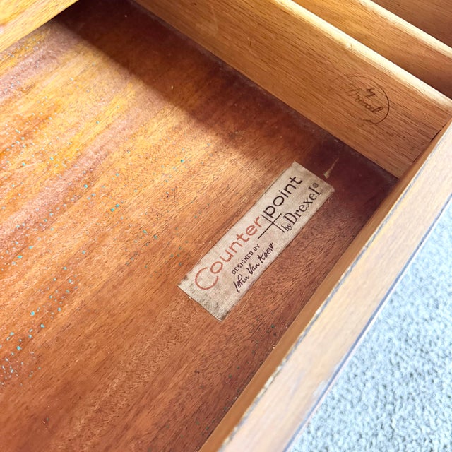 Mid 20th Century Mid 20th Century Modern Counterpoint Credenza With Hutch/China Cabinet by Drexel For Sale - Image 5 of 12