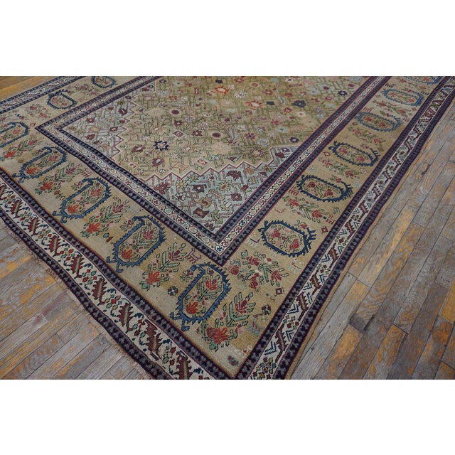1870s Tan Camel Medallion Antique Caucasian Shusha Karabagh Rug 7'2" X 18' Knotted Wool Carpet For Sale - Image 10 of 18