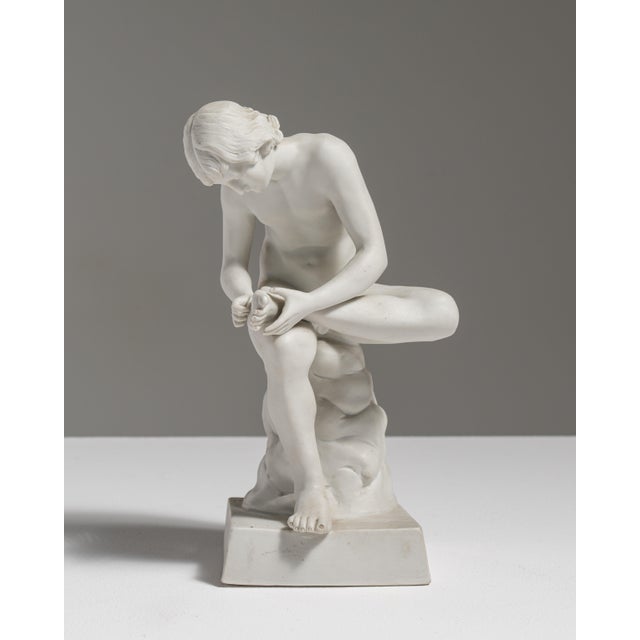 19th Century French Antique White Bisque Porcelain Figure of Spinario For Sale - Image 15 of 15