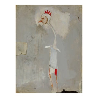 Michele Mikesell, Chicken Scratch, Oil on Wood, Abstract Figurative Painting, 2016 For Sale