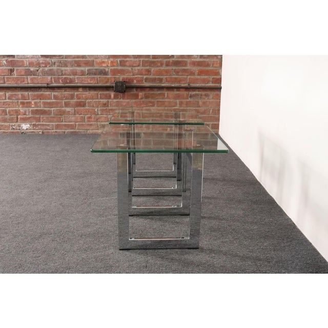 Mid Century American Modern Side / End Tables in Chrome With Square Glass Tops For Sale - Image 9 of 15