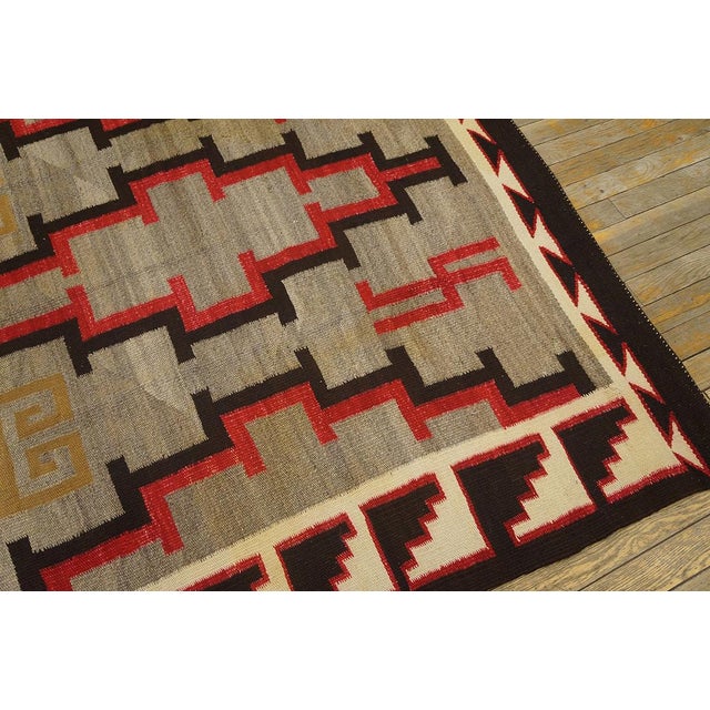 1920s Gray Geometric Tribal Antique American Navajo Rug 4' 9" X 8' 2" Flatweave Wool Carpet For Sale - Image 11 of 12