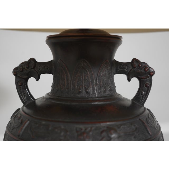1990s Wildwood Chinese Design Bronze Urn Table Lamp For Sale - Image 9 of 12