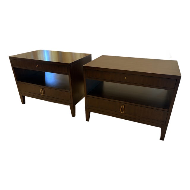 Barbara Barry Mahogany Nightstands, a Pair, Attributed For Sale