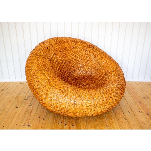 1970s Sculptural French Mushroom Lounge Chairs in Rattan, 1970s, Set of 2 For Sale - Image 5 of 18