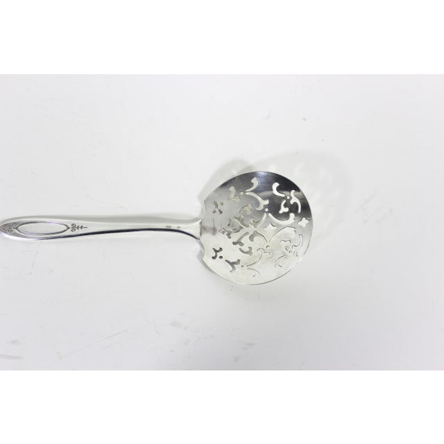 Victorian 1917 Silver Plated Tomato Server Spoon, Adam Oneida Community Plate Pattern Vintage Large Slotted Serving For Sale - Image 3 of 10