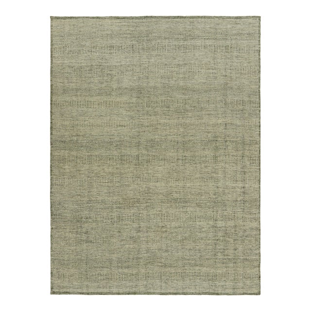 Rug & Kilim’s Contemporary Textural Rug in Green and White Tones - 12x15 For Sale