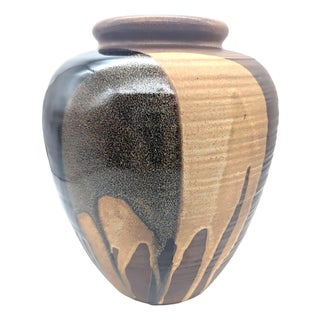 1970s Pottery Craft Glazed Stoneware Vase For Sale