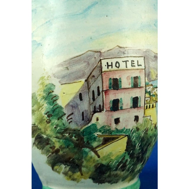 Ceramic Antique Wall-Mounted Majolica Ceramic Planter with Amalfi View by Solimene, 1890s For Sale - Image 7 of 15