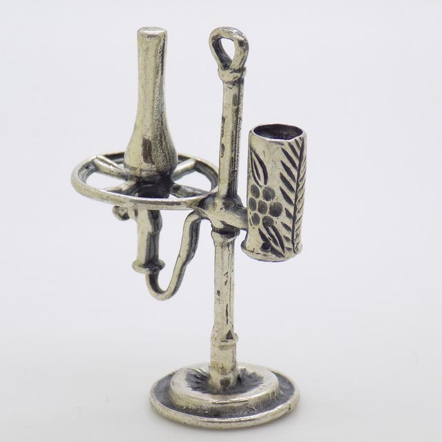 Vintage Italian Handmade Silver Oil Lamp Figurine, 1970s For Sale - Image 4 of 10