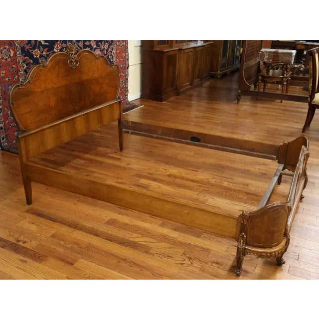 Brown French Louis XVI Style Circassian Walnut Full Size Bed Circa 1920's For Sale - Image 8 of 8
