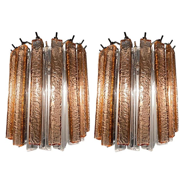 Italian Wall Sconces in Ice and Pink Triedri by Venini, Murano, 1980s, Set of 2 For Sale - Image 13 of 13