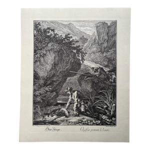 Engraving Chaffeur Preñant Le Loutre" by Johann Elias Ridinger