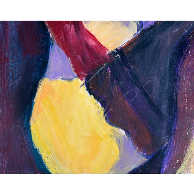 Yellow Figure in Black Stockings - Abstracted Oil Painting by Michael William Eggleston For Sale - Image 4 of 5