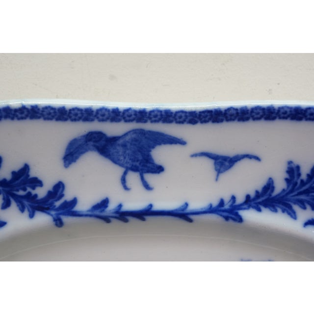 Ceramic Antique Royal Cauldon Flow Blue Thanksgiving Turkey Meat Serving Platter 22" For Sale - Image 7 of 18