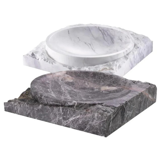 Gray Bowls in Marble, Set of 2 For Sale - Image 8 of 8