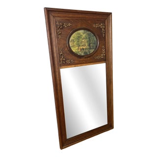 French Style Wall Mirror in Oak For Sale