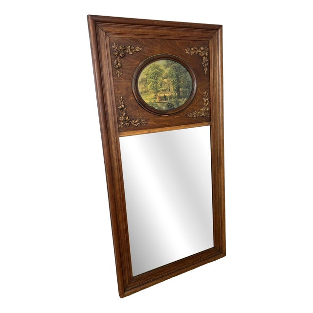 French Style Wall Mirror in Oak For Sale