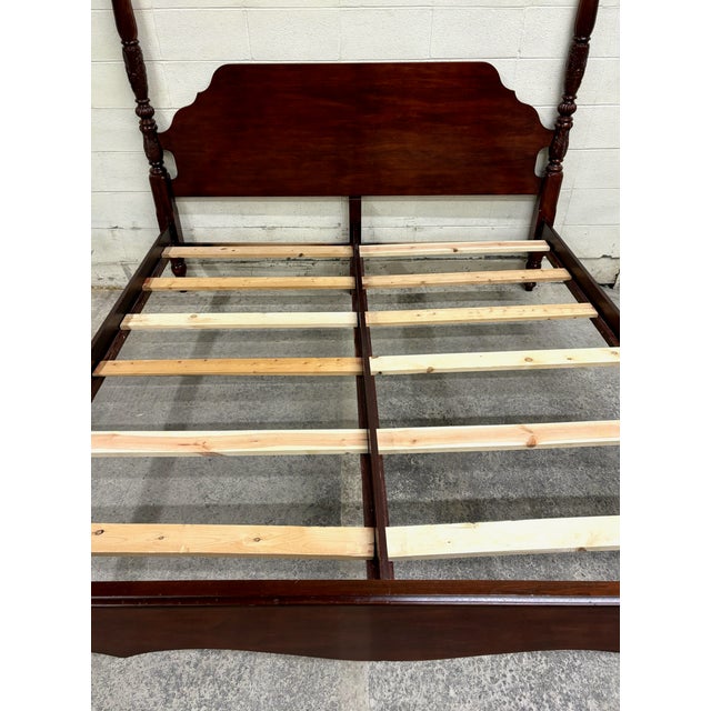 Vintage King Size Carved Four Poster Rice Bed | Chairish