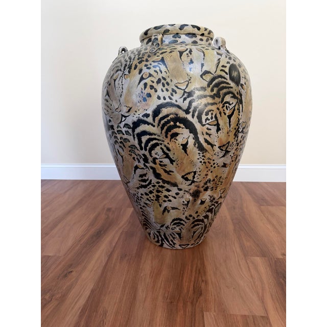 20th Century Cheetah Motif Ceramic Urn For Sale - Image 9 of 17