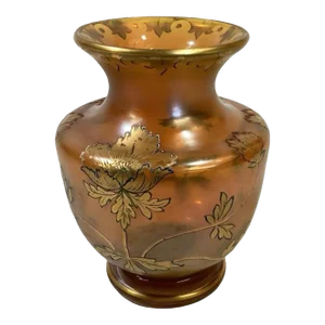 Fritz Heckert Art Nouveau Iridescent Art Glass Vase