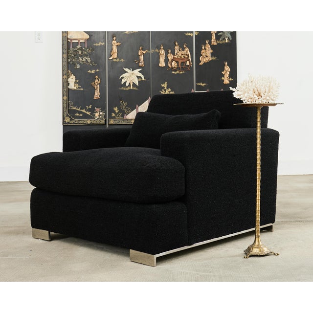 Dazzling oversized Pryce club chair or lounge chair designed by Ralph Lauren. The grand chair features a huge hardwood...