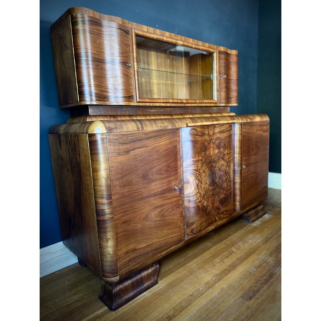 Art Deco Monumental Early 20th Century German Art Deco Two Piece Buffet For Sale - Image 3 of 12