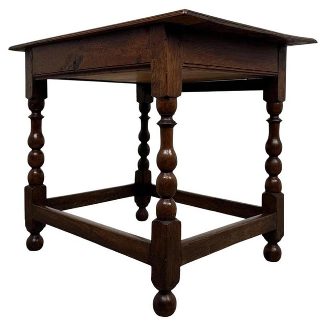Wood 18th Century English Georgian Bobbin-Turned Oak Side Table For Sale - Image 7 of 12