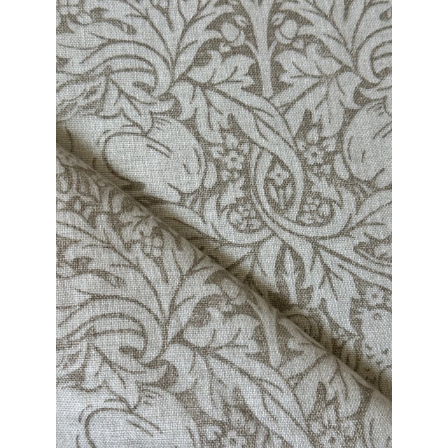 Traditional Morris & Co Pure Brer Rabbit Print Linen Fabric 2 Yards in Color Linen For Sale - Image 3 of 5