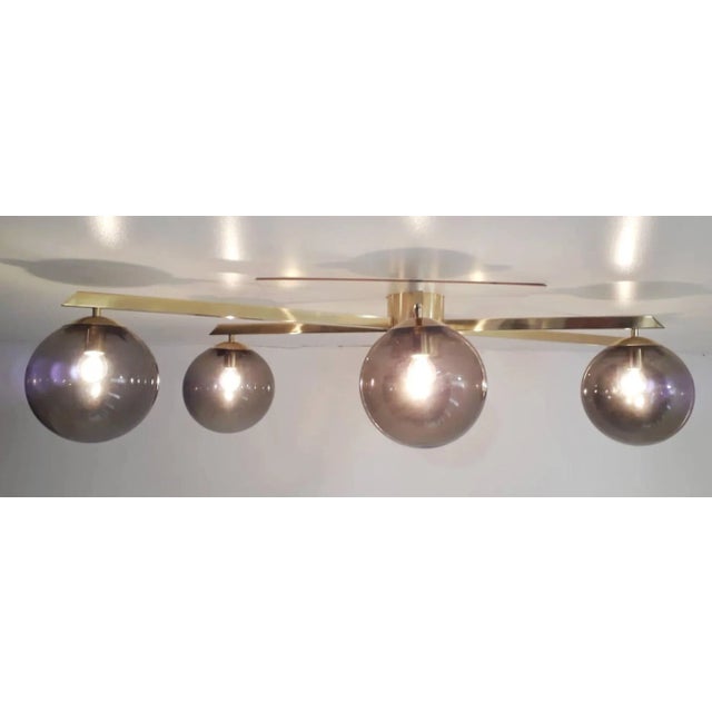 Brass Angelo Polished Brass Smoky Globe Flush Mount by Fabio Ltd For Sale - Image 8 of 9