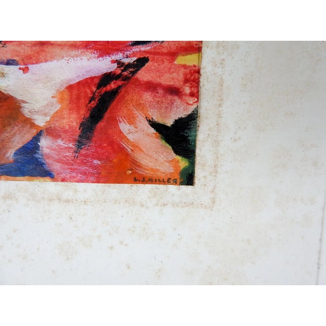 Small vintage 1930's gouache on paper abstract painting by Lewis J. Miller (1912-2007) New York/Florida. Signed and dated...