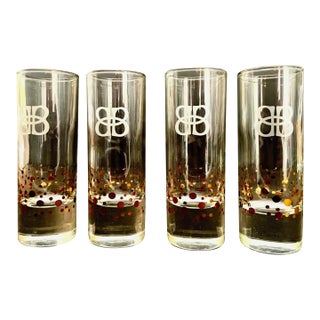 Vintage Baileys Shot Gold Confetti Glasses - Set of 4 For Sale