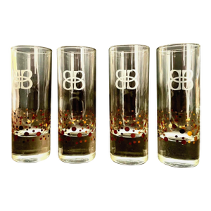 Vintage Baileys Shot Gold Confetti Glasses - Set of 4