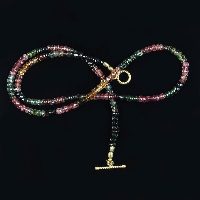 Traditional Ajd 21 Inch Elegant Multi Color Tourmaline Necklace For Sale - Image 3 of 5