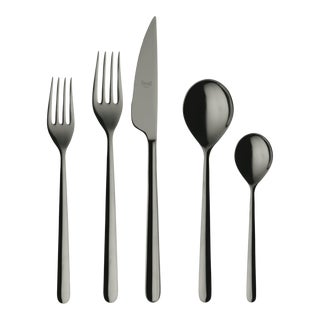 Mepra Linea 20-Piece Flatware Set, Oro Black For Sale