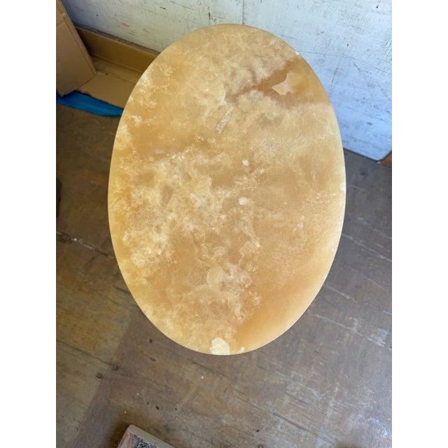 Contemporary Baker Furniture Slope Spot Table Barbara Barry Honey Onyx For Sale - Image 3 of 5