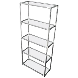 Lucite and Aluminum Mid-Century Modern 5-Tier Etagere Vitrine Shelving Unit