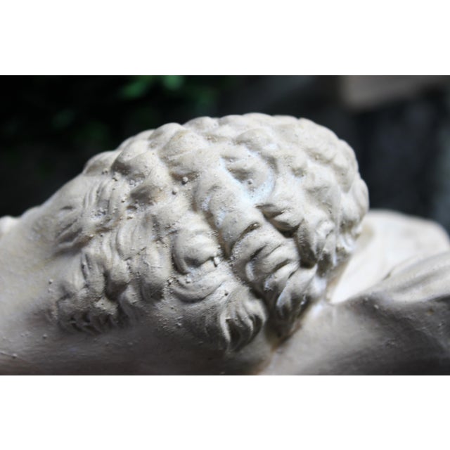 Cream Sleeping Lion Monument Statuary Statues - Set of 2 For Sale - Image 8 of 13
