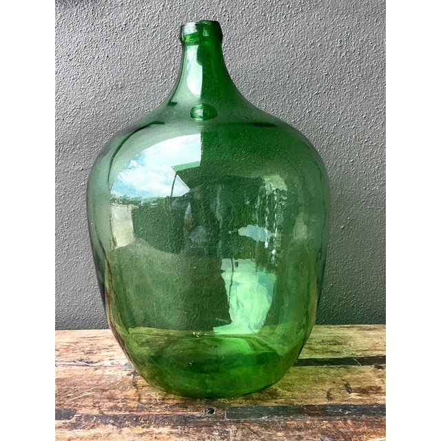 Vintage Green Glass Demijohn Bottle For Sale - Image 12 of 14