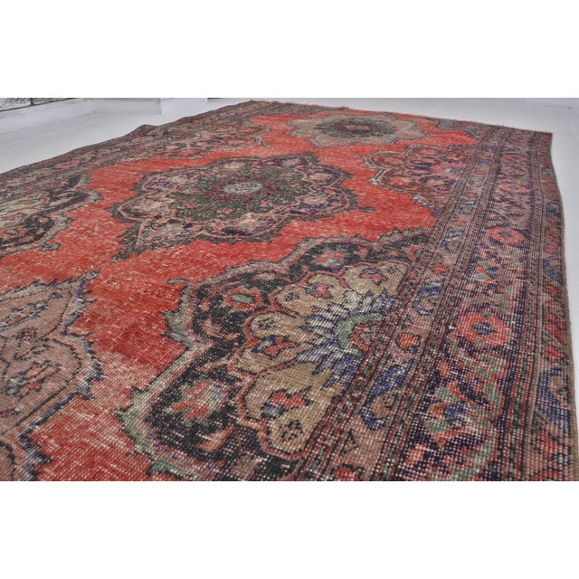 Red Vintage Handmade Rug, 1960s For Sale - Image 8 of 10