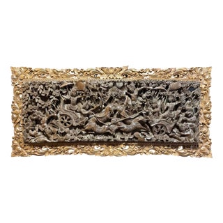 Indonesian Artist, Large Deeply Carved High Wall Relief of Ramayana, Ubudpeliatan or Gianyar, Bali, 19th Century, Teak For Sale